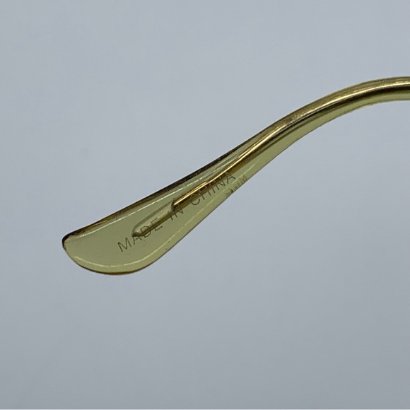 Slim Retro Rimless Rectangular Sunglasses in Gold- Brown - Picture 10 of 11